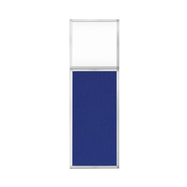 Hush Panel Configurable Cubicle Partition 2' x 6' W/ Window Royal Blue Fabric Clear Window